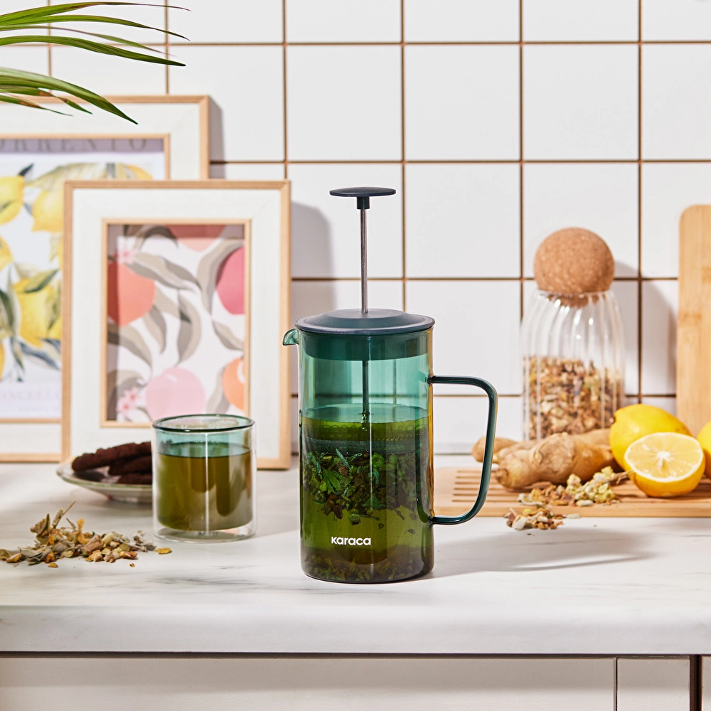 Karaca Valentina Borosilikat Cam French Press 1000 ml Green görseli 3