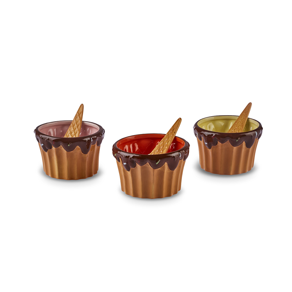 Karaca Cherry On Top 3'lü Kaşıklı Dondurma Kasesi görseli 6