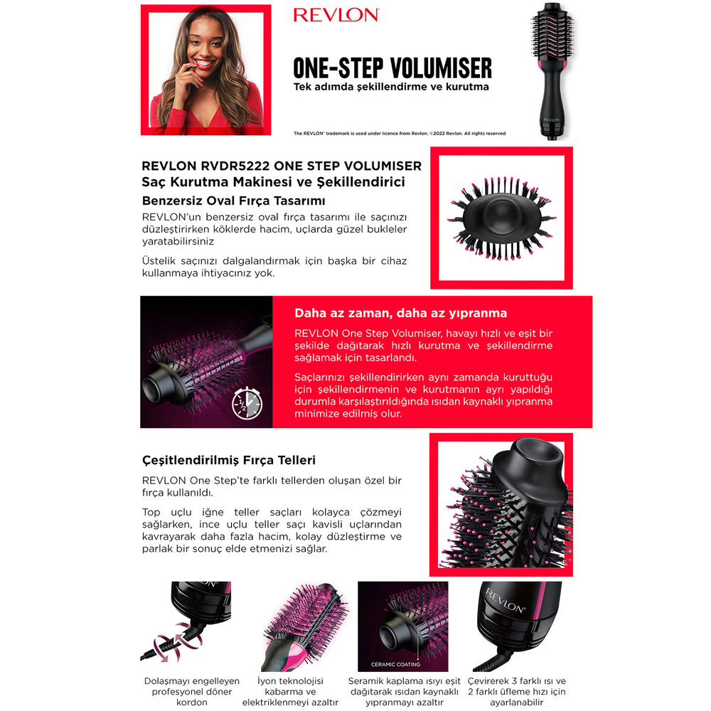 Revlon RVDR5222 One Step Volumiser Saç Kurutma Makinesi ve Şekillendirici Siyah  görseli 2