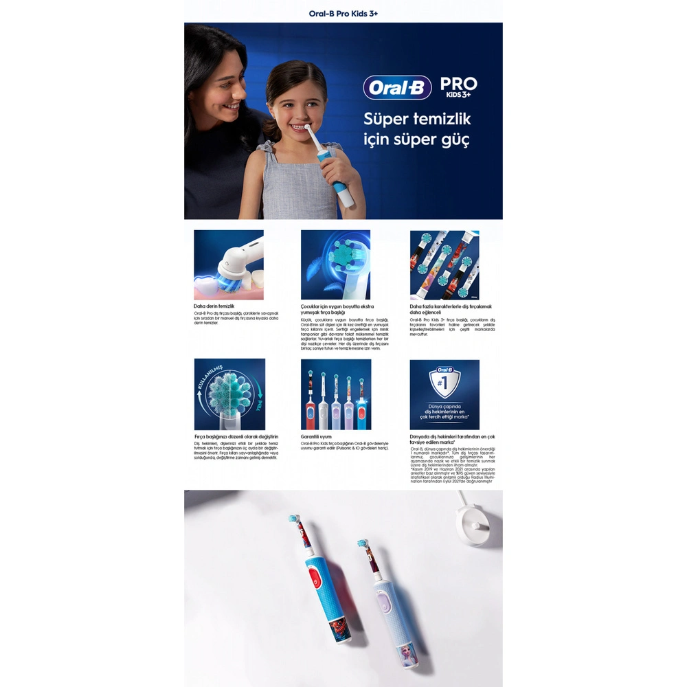 Oral B Pro Kids 2'li Frozen Şarjlı Diş Fırçası Yedek Başlığı görseli 9