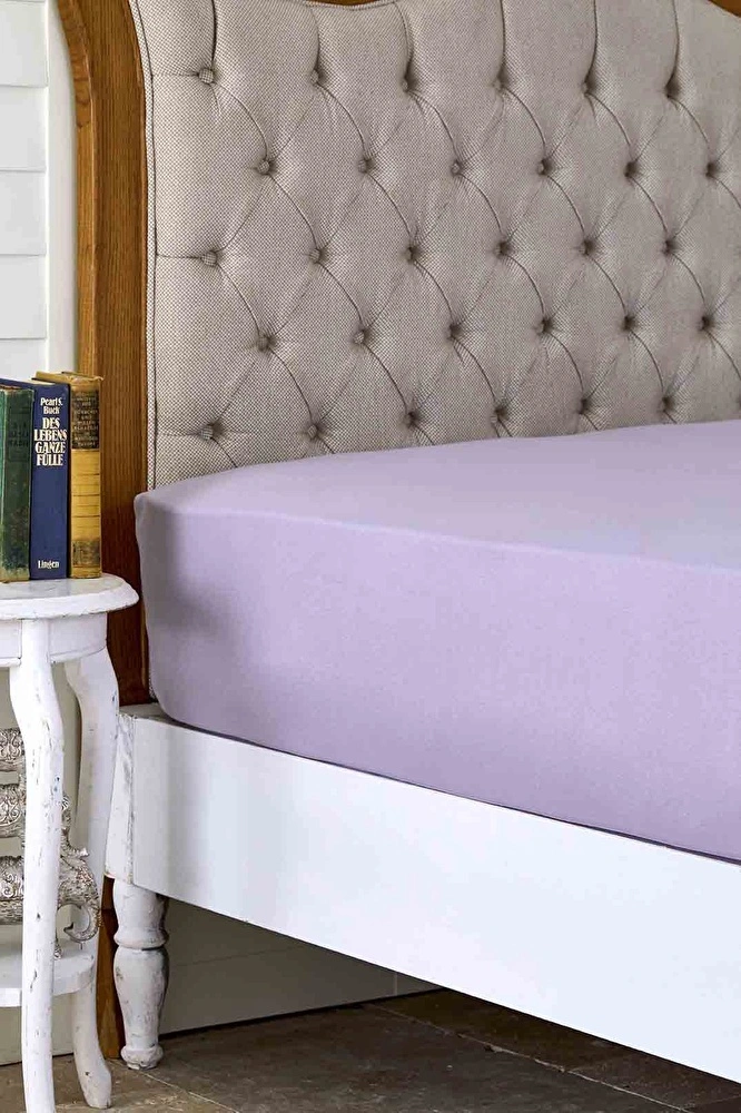 Karaca Home Lila Penye Fitted/ Lastikli Çift Kişilik Çarşaf görseli 1