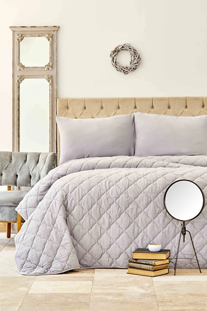 Karaca Home Cloudy Gri Tek Kişilik Cotton Style Uyku Seti görseli 1