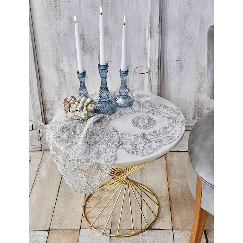 Karaca Home Dolores Silver 15 Parça Nakışlı Salon Takımı görseli 1