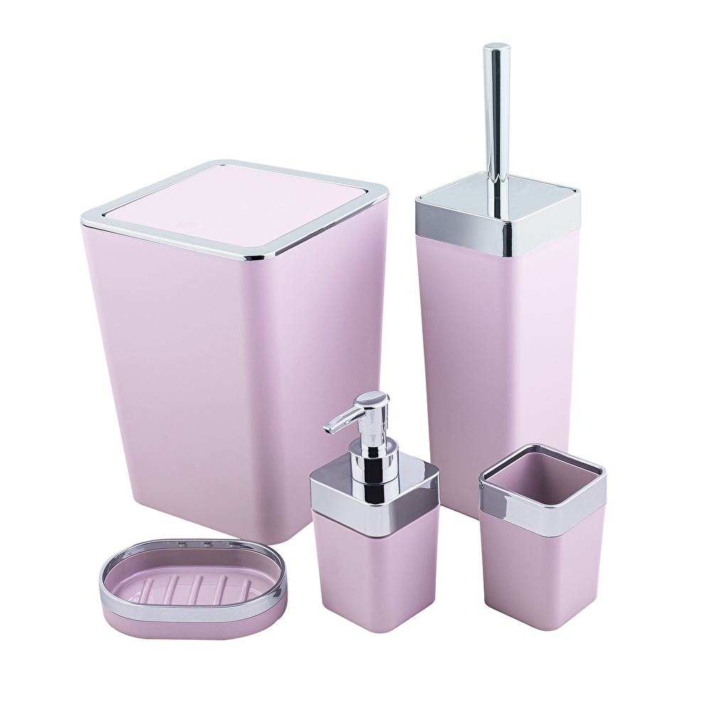 Karaca Home Pudra/Gümüş 5 Parça Kare Banyo Seti görseli 1