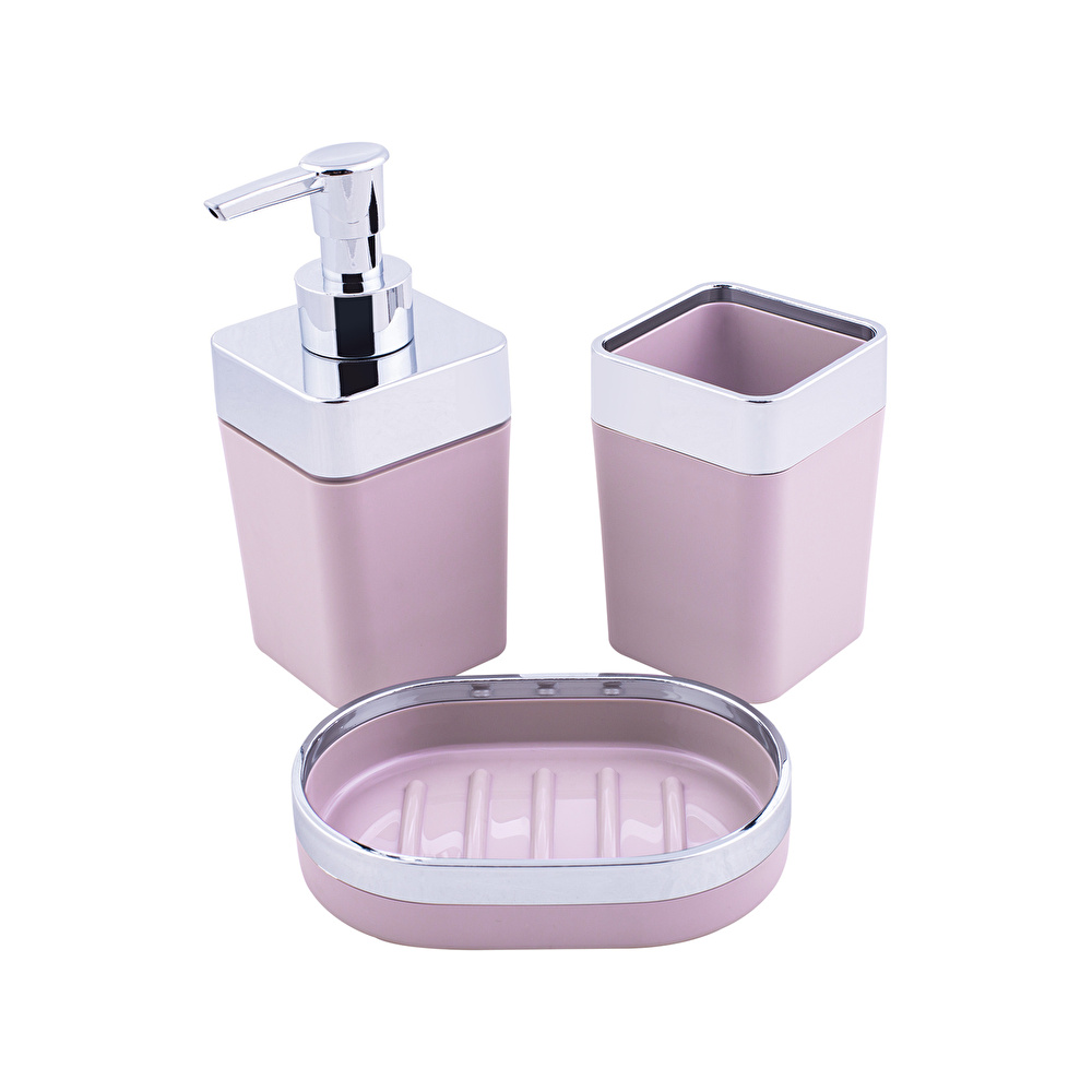 Karaca Home Pudra/Gümüş 5 Parça Kare Banyo Seti görseli 3