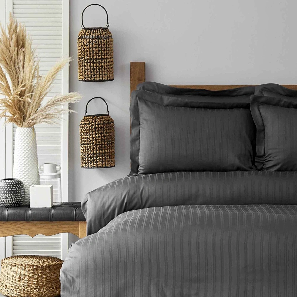 Karaca Home Charm Bold Antrasit %100 Pamuk Saten Tek Kişilik Nevresim Takımı görseli 2