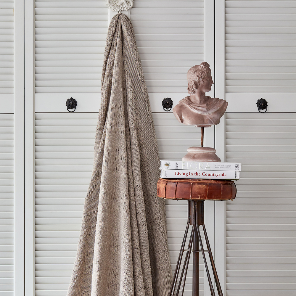 Karaca Home Charm Bold Çift Kişilik Örgü Battaniye Bej  görseli 1