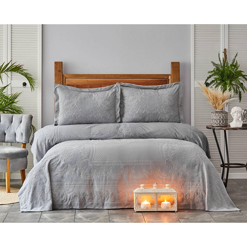 Karaca Home Nancy Mavi Pano Çift Kişilik Yatak Örtüsü Set görseli 2