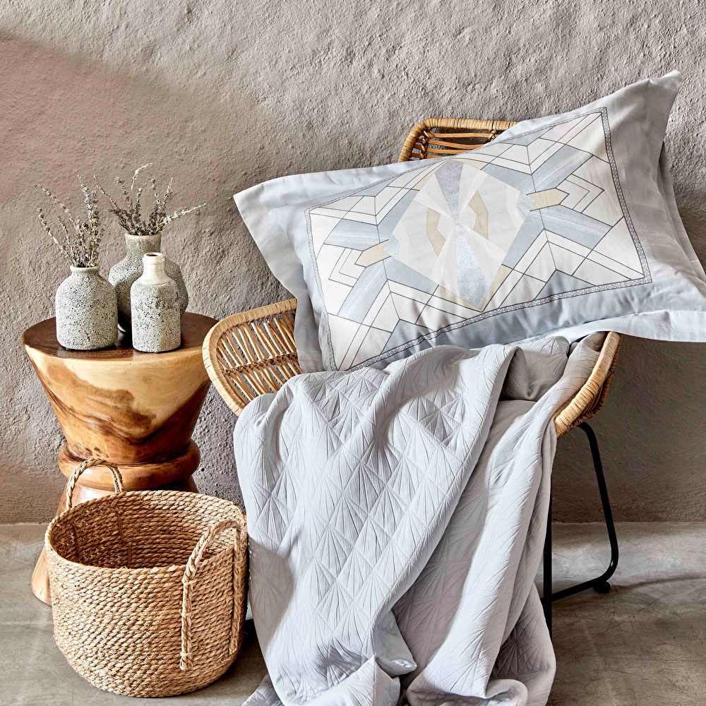 Karaca Home Diamente Gri Çift Kişilik Nevresim Yatak Örtüsü Set görseli 2