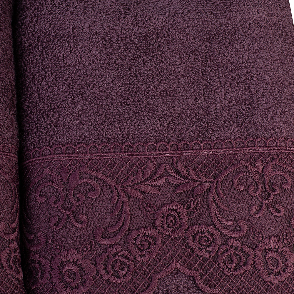 Karaca Home Valeria Royal Dantelli Mürdüm Hamam Seti görseli 4