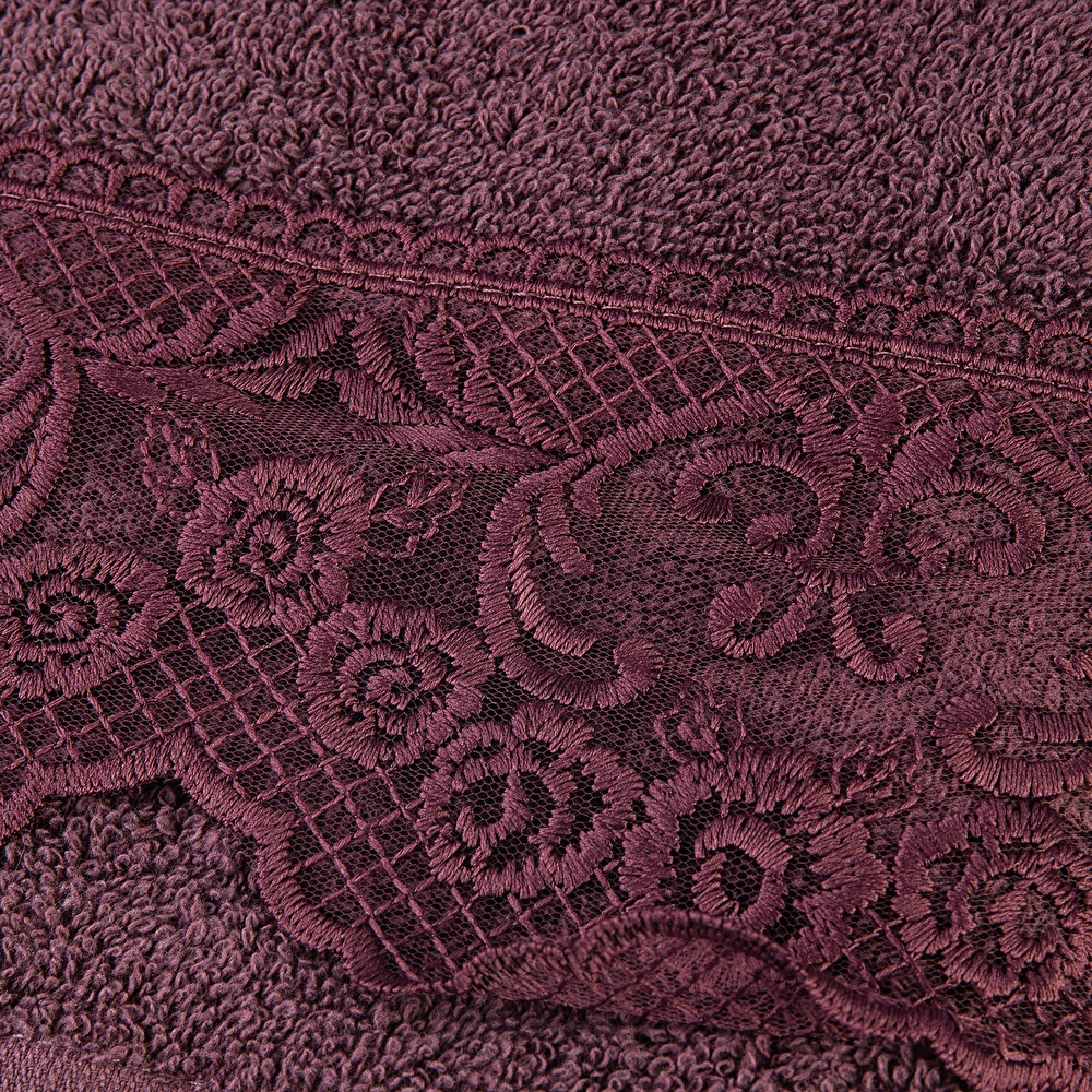 Karaca Home Valeria Royal Dantelli Mürdüm Hamam Seti görseli 5
