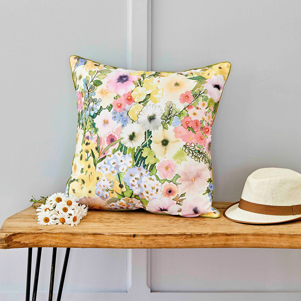 Karaca Home Seina Somon Baskılı İç Dolgulu Kırlent 45x45 cm görseli 1