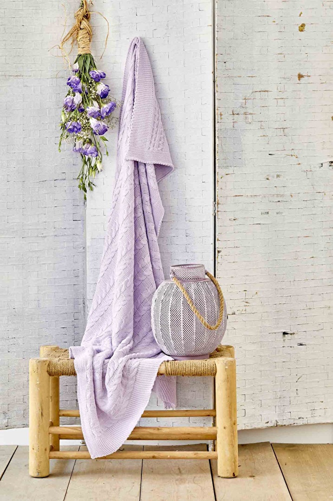 Karaca Home Perla Açık Lila Throw Örgü Battaniye görseli 1