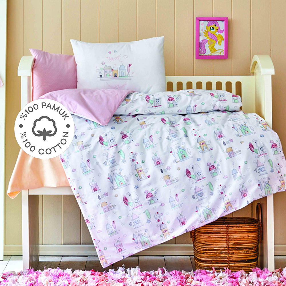 Karaca Home Candy Pudra %100 Pamuk Bebek Nevresim Takımı görseli 1