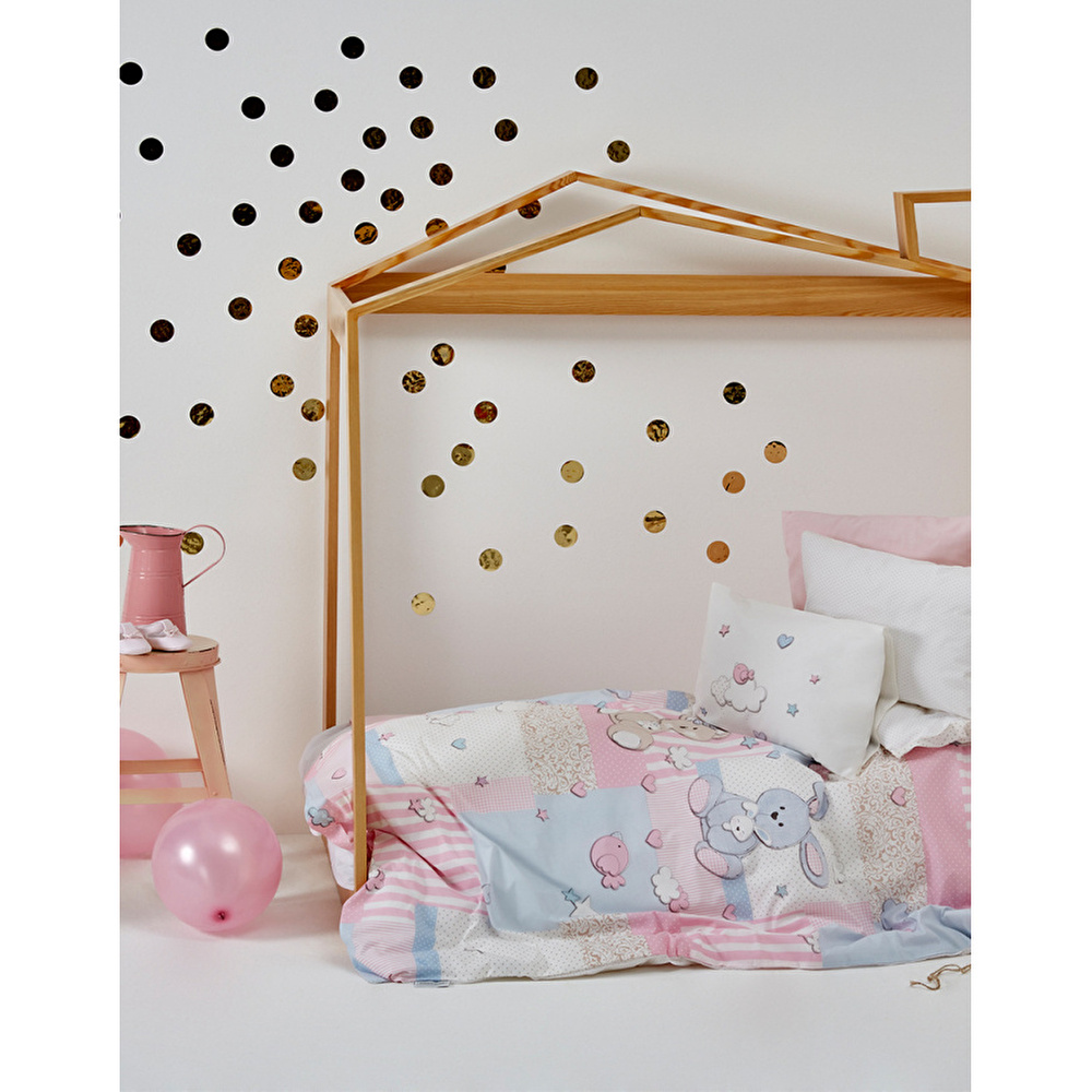 Karaca Home Honey Bunny Pembe %100 Pamuk Bebek Nevresim Takımı görseli 1