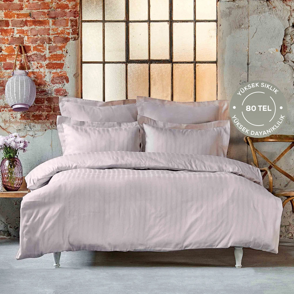 Karaca Home Charm Bold Pudra %100 Pamuk Saten Çift Kişilik Nevresim Takımı görseli 1