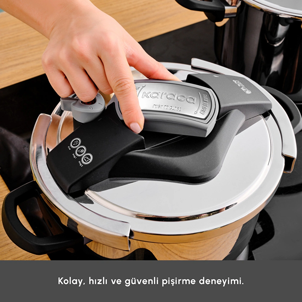 Karaca Perfect Gray İndüksiyon Tabanlı Düdüklü Tencere Seti 4+6 Lt görseli 4