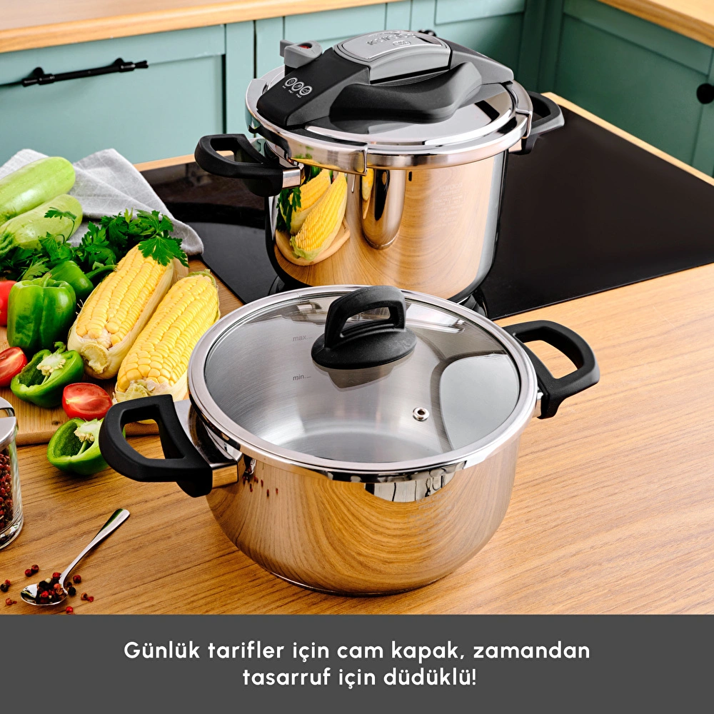 Karaca Perfect Gray İndüksiyon Tabanlı Düdüklü Tencere Seti 4+6 Lt görseli 7