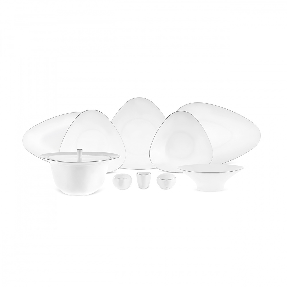 Karaca Fine Pearl Extra Trio 62 Parça 12 Kişilik Yemek Takımı Platin görseli 2