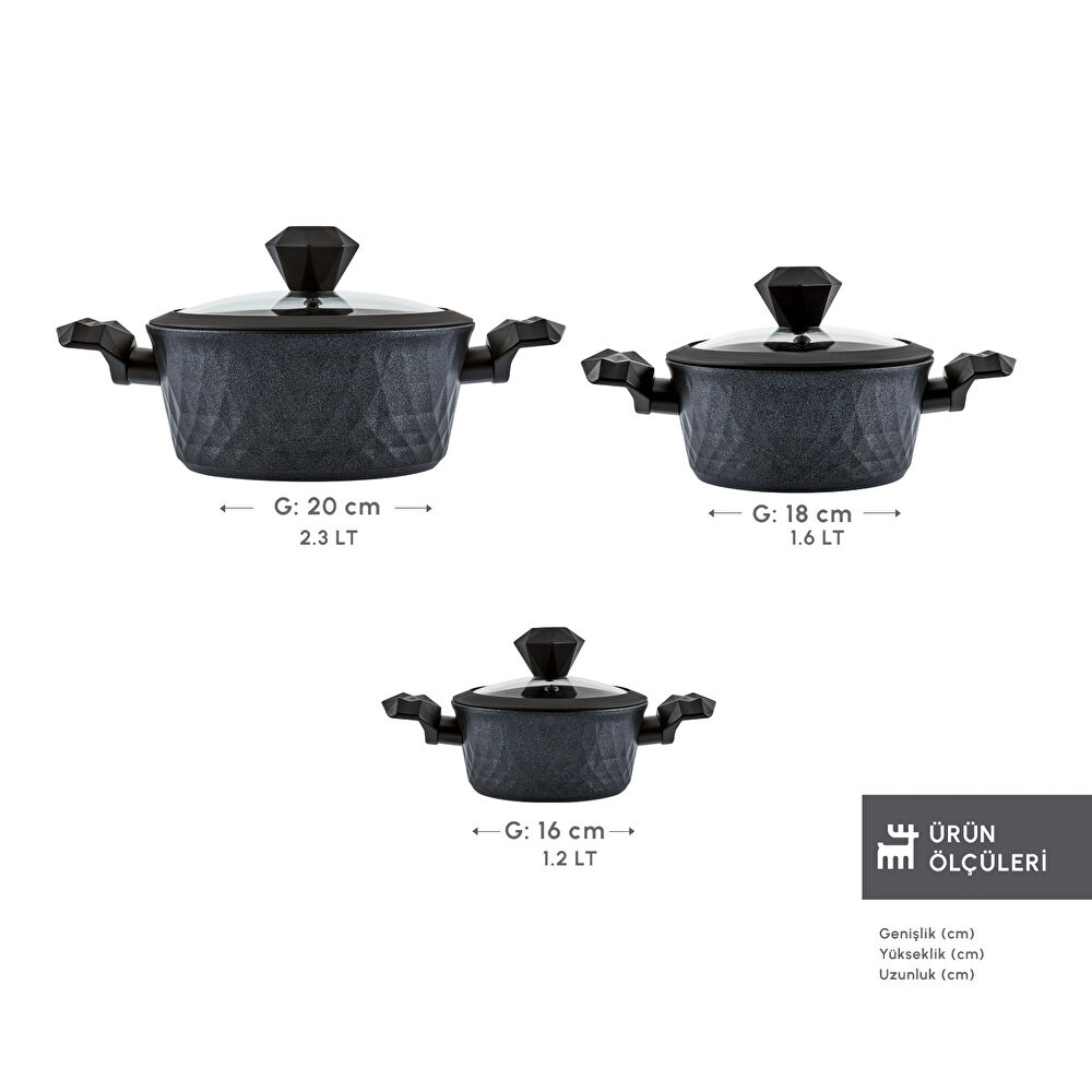 Karaca Biodiamond Antibakteriyel Kulp İndüksiyon Tabanlı 6 Parça Tencere Seti thumbnail 2
