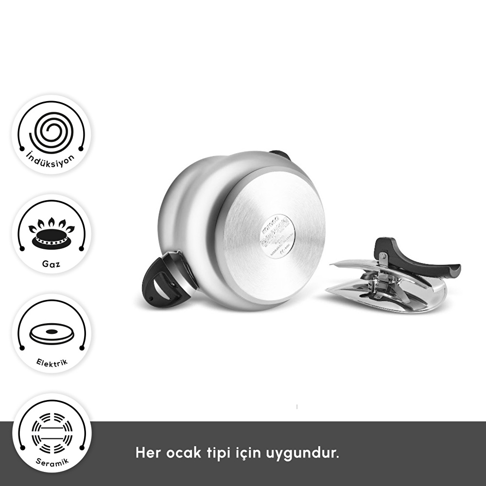 Karaca Retro İndüksiyon Tabanlı Paslanmaz Çelik Düdüklü Tencere 6 Lt görseli 10