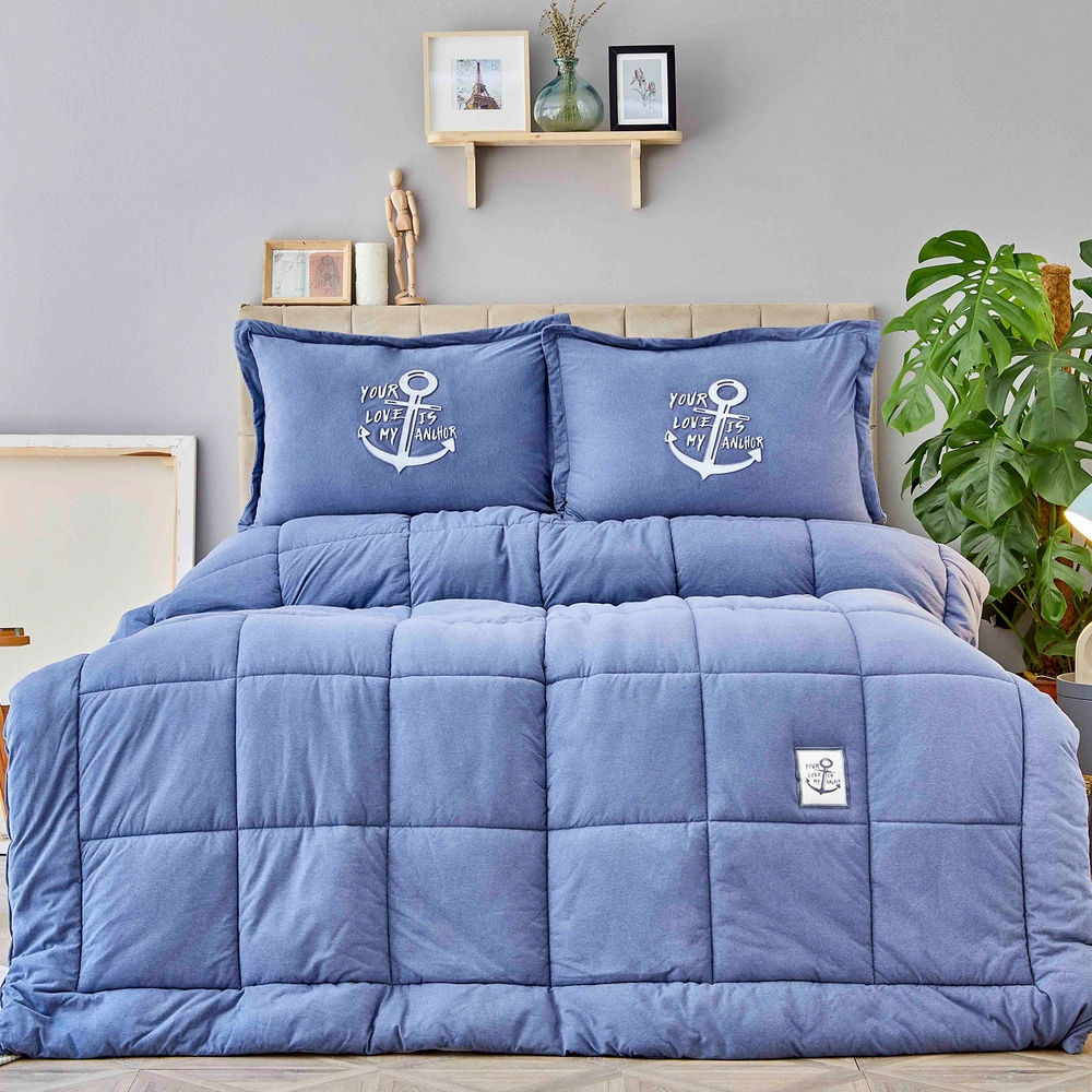 Karaca Home Toffee İndigo Tek Kişilik Cotton Comfort Uyku Seti görseli 1