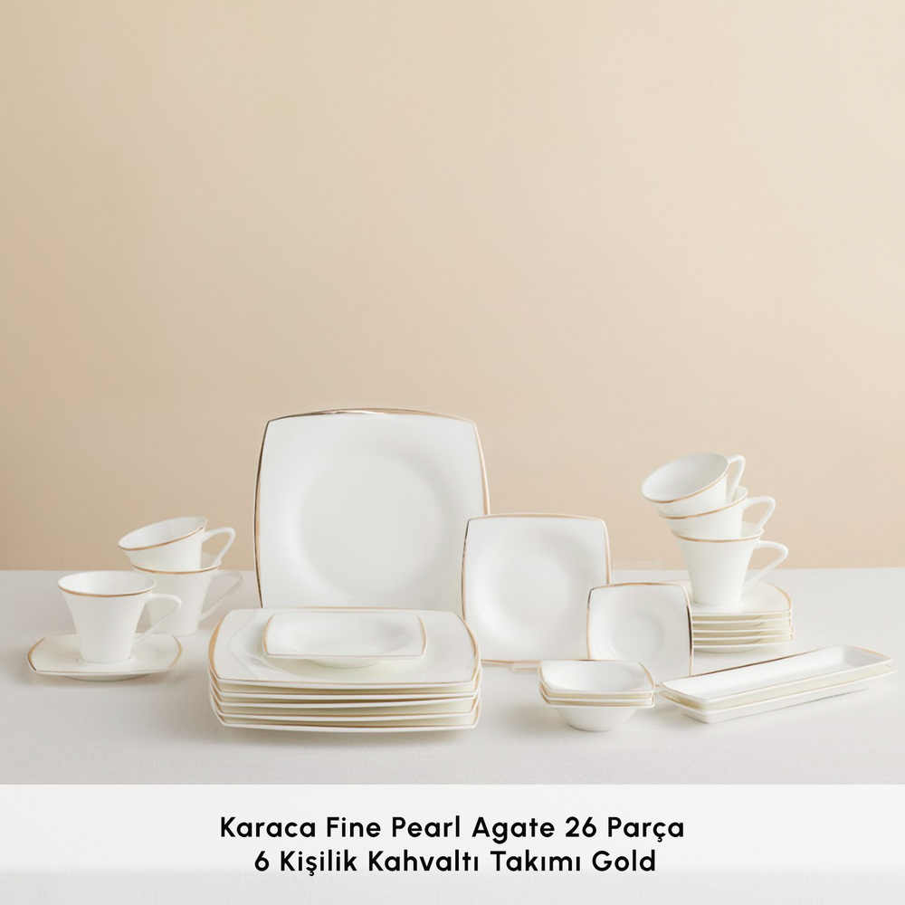 Karaca Fine Pearl Agate 26 Parça 6 Kişilik Kahvaltı Takımı Gold görseli 3