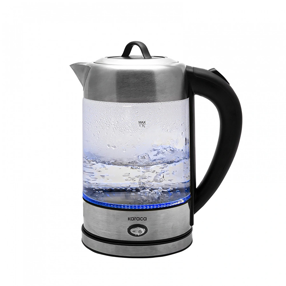 Karaca Cam Inox Bitki Çayı Makinesi ve Su Isıtıcı Kettle 2202,Led Işıklı, Yüksek Borosilikat Gövde, Paslanmaz Çelik  görseli 2