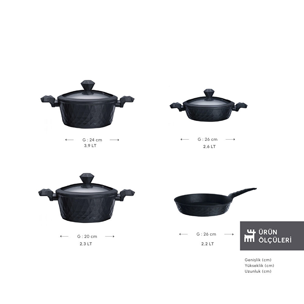 Karaca Biodiamond Antibakteriyel Kulplu İndüksiyon Tabanlı 7 Parça Tencere ve Tava Seti thumbnail 3