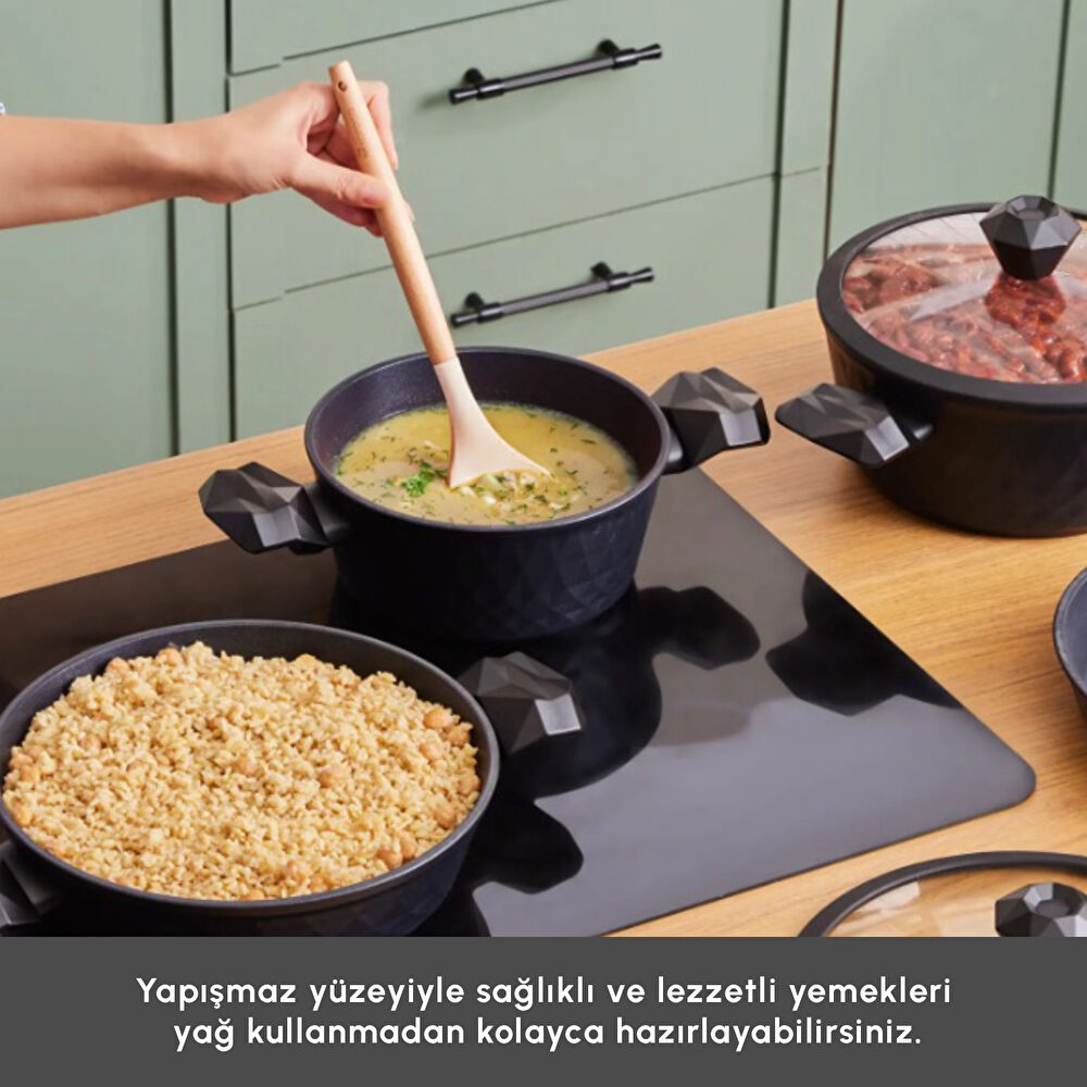 Karaca Biodiamond Antibakteriyel Kulplu İndüksiyon Tabanlı 7 Parça Tencere ve Tava Seti thumbnail 5