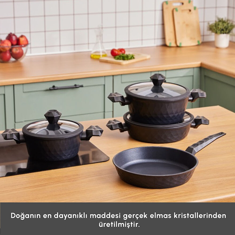 Karaca Biodiamond Antibakteriyel Kulplu İndüksiyon Tabanlı 7 Parça Tencere ve Tava Seti thumbnail 6