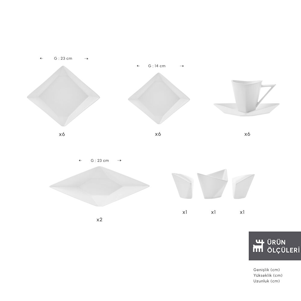 Karaca Forever Bone Origami 26 Parça 6 Kişilik Kahvaltı Takımı thumbnail 2