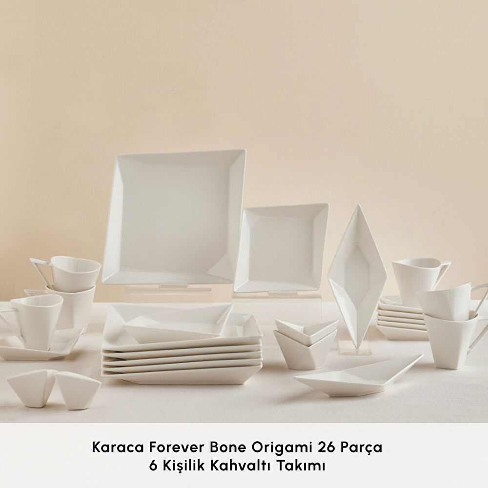 Karaca Forever Bone Origami 26 Parça 6 Kişilik Kahvaltı Takımı thumbnail 3