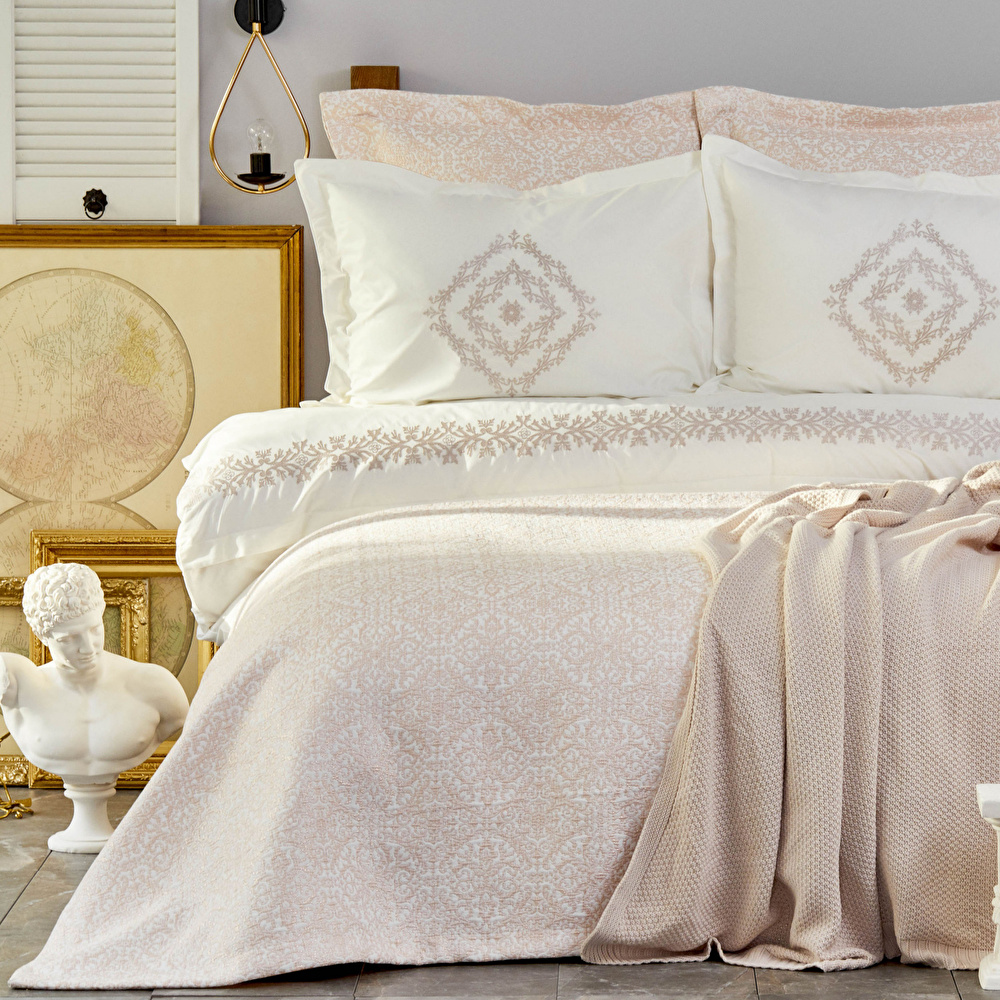 Karaca Home Adelle Gül Kurusu Nakışlı Private 10 Parça Pamuk Wedding Set görseli 1