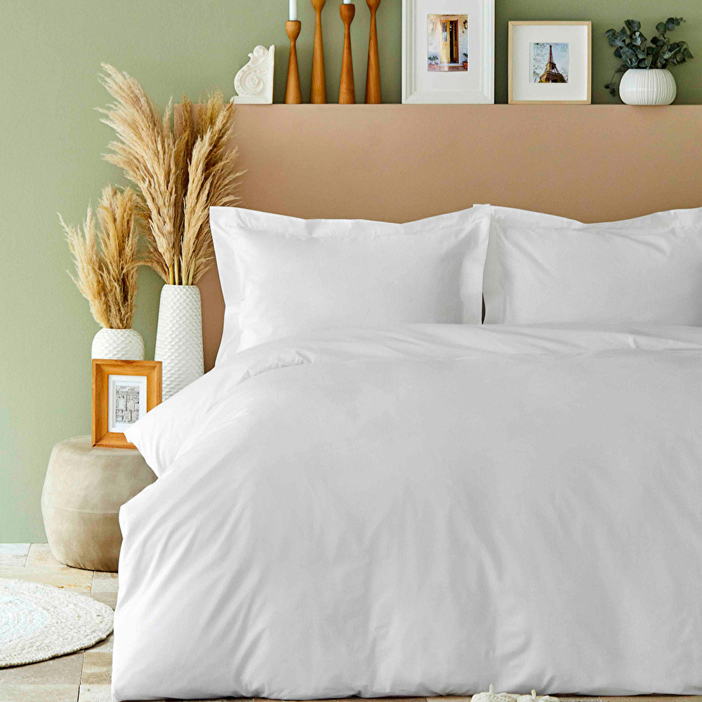 Karaca Home Back To Basic Beyaz %100 Pamuk Çift Kişilik Nevresim Takımı görseli 1