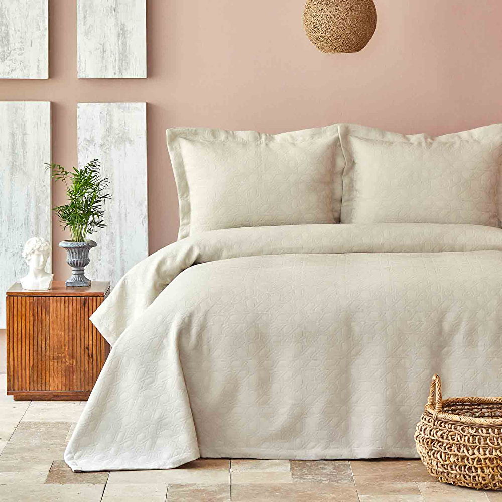 Karaca Home Back To Basic Bej Tek Kişilik Yatak Örtüsü görseli 1