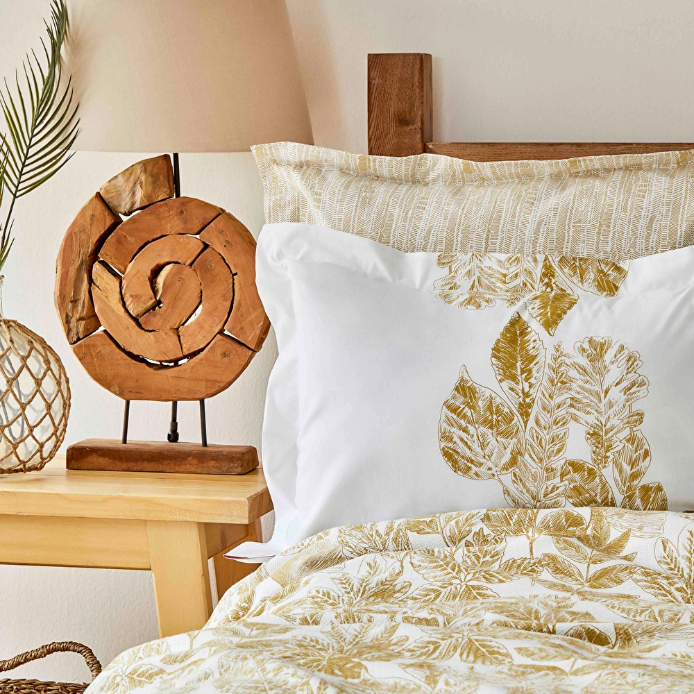Karaca Home Leaf Hardal %100 Pamuk Çift Kişilik Nevresim Takımı görseli 8