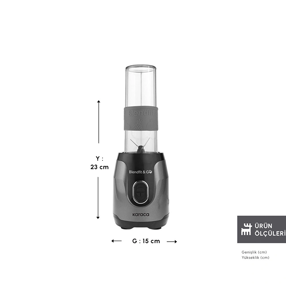 Karaca Blendfit Go Personal Kişisel Smoothie Blender Antrasit görseli 2