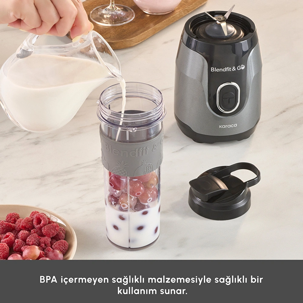 Karaca Blendfit Go Personal Kişisel Smoothie Blender Antrasit görseli 5