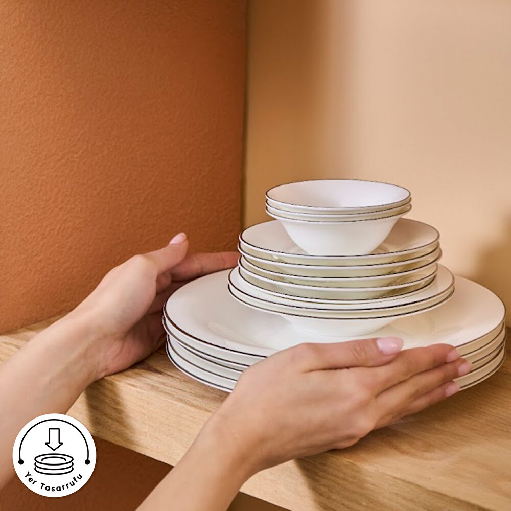 Karaca Fine Pearl Fame 26 Parça 6 Kişilik Kahvaltı Takımı Platin thumbnail 7