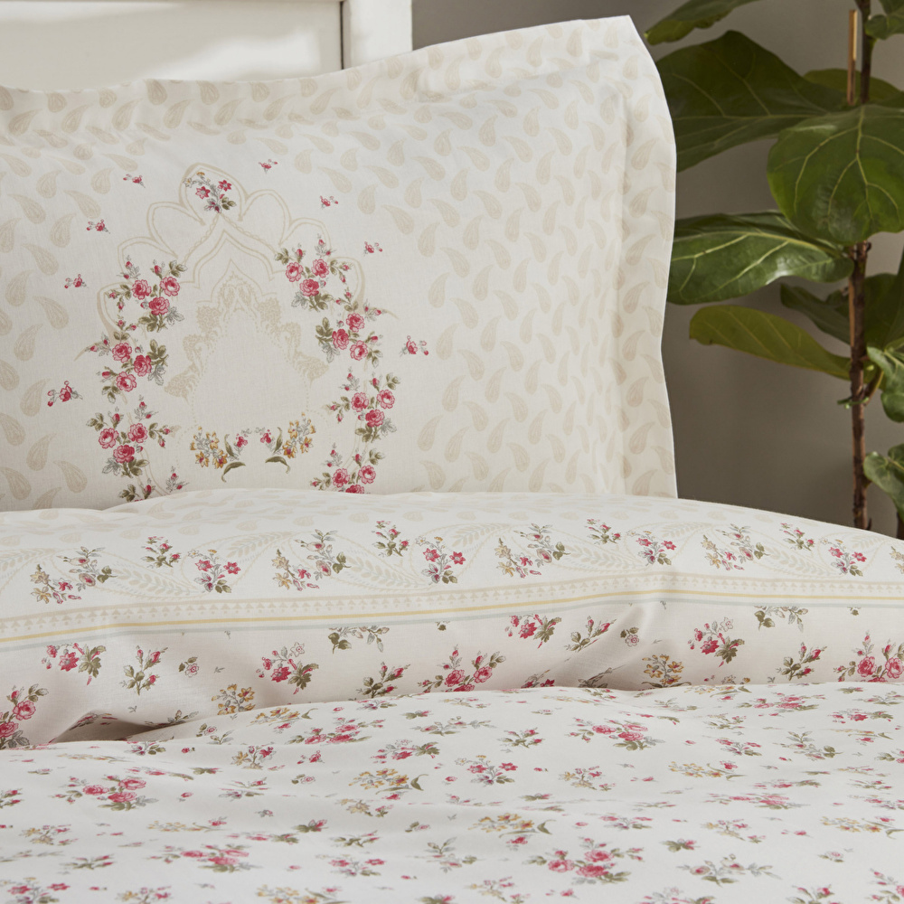 Karaca Home Sonya  %100 Pamuk Çift Kişilik Nevresim Takımı Bordo görseli 4
