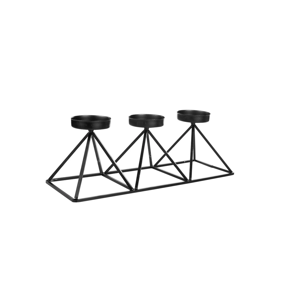 Karaca Home Geometri 3lü Mumluk Siyah 36x13cm görseli 2