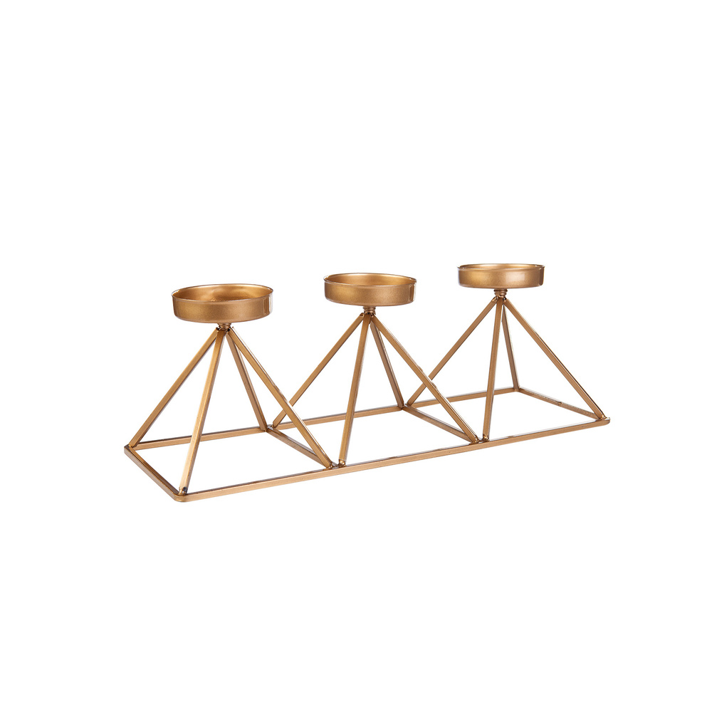 Karaca Home Geometri 3'lü Mumluk Gold 36x13cm görseli 2