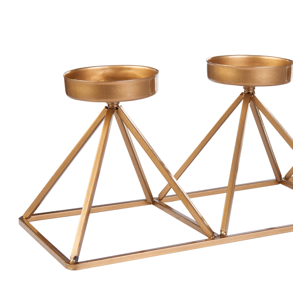 Karaca Home Geometri 3'lü Mumluk Gold 36x13cm görseli 3