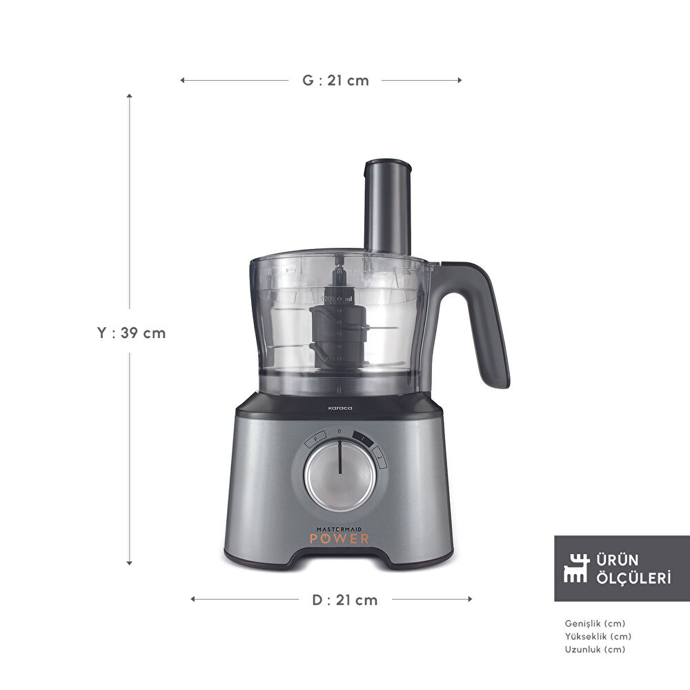 Karaca Mastermaid Power Multifunctional 10 in 1 Mutfak Robotu 2000W Galaxy Grey thumbnail 2