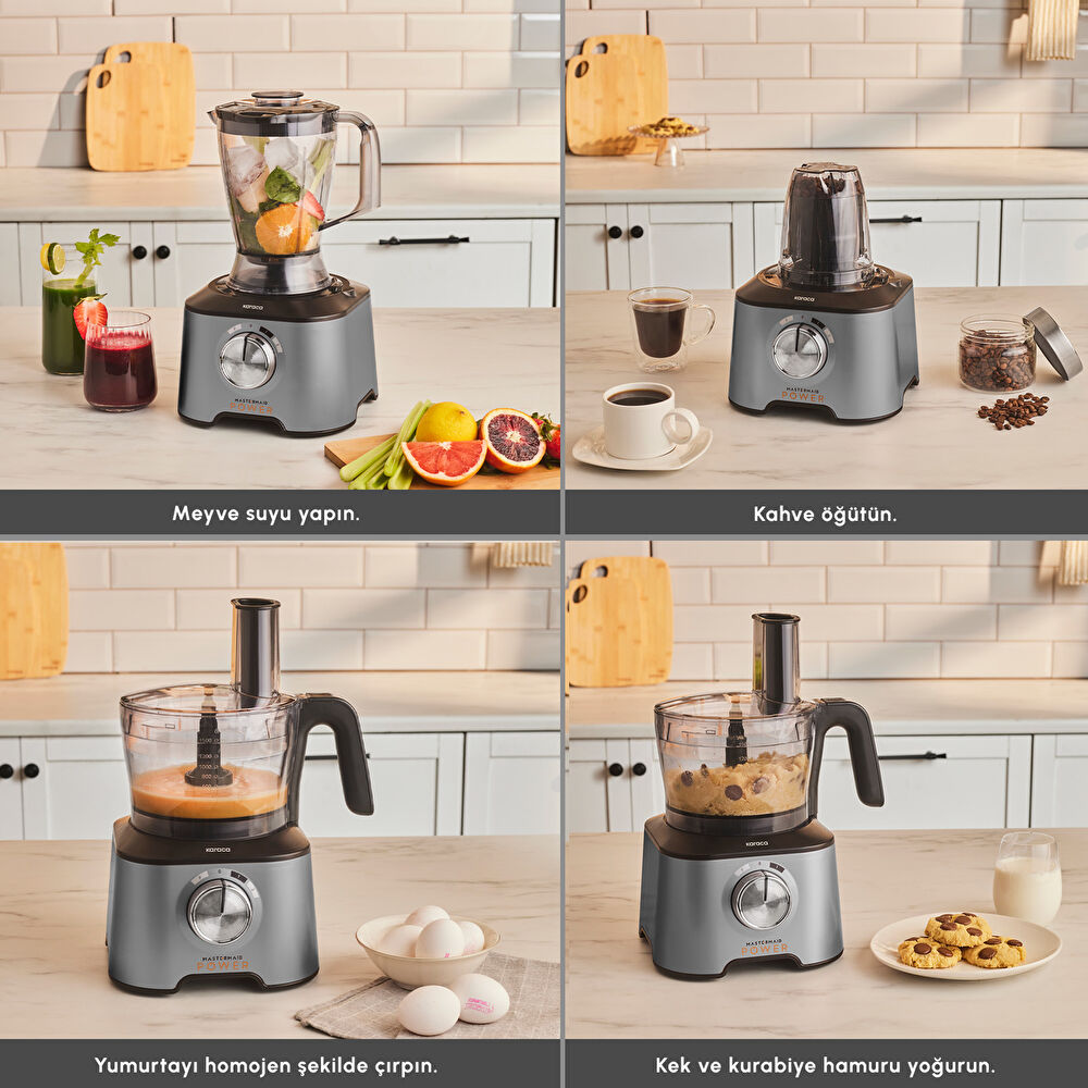 Karaca Mastermaid Power Multifunctional 10 in 1 Mutfak Robotu 2000W Galaxy Grey thumbnail 5