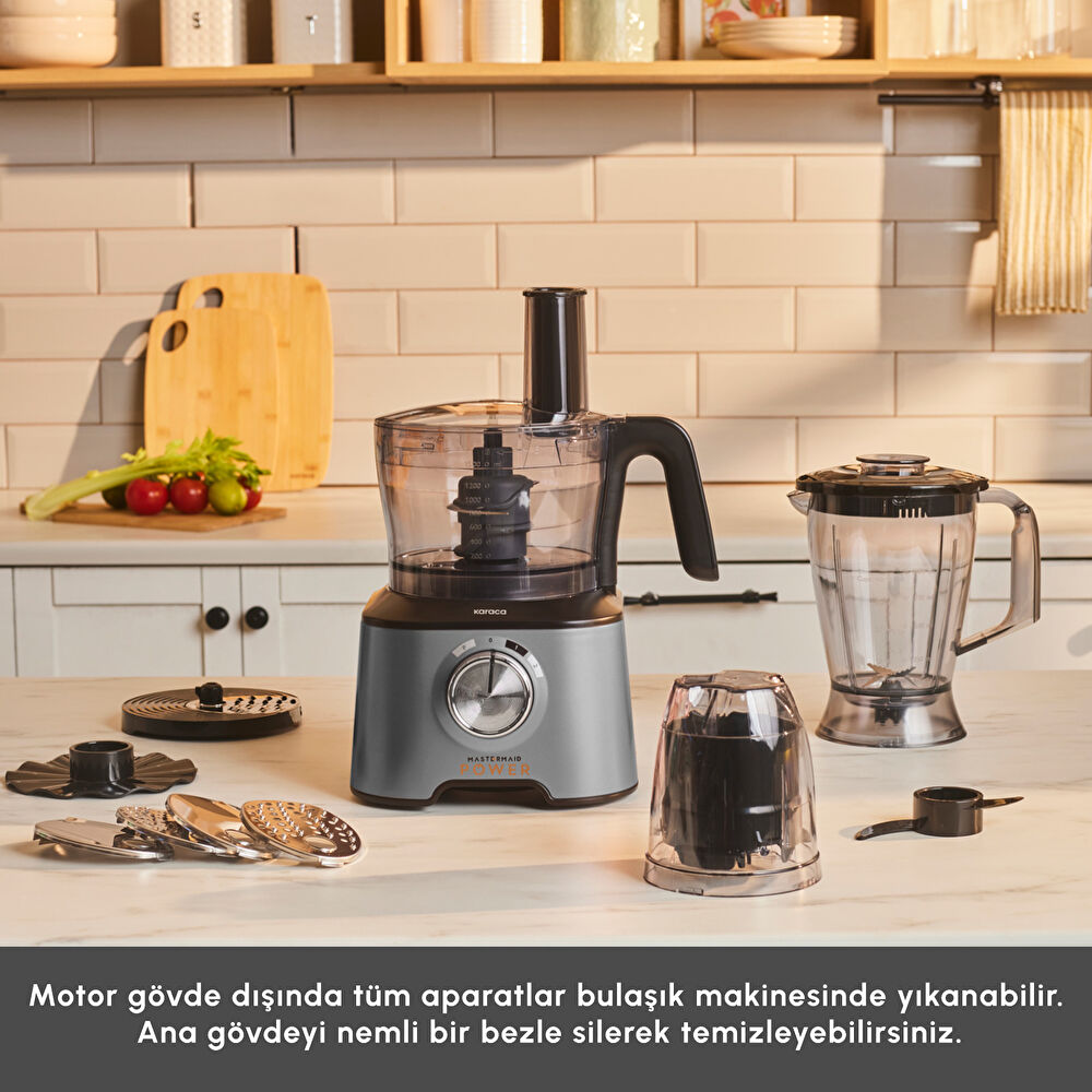 Karaca Mastermaid Power Multifunctional 10 in 1 Mutfak Robotu 2000W Galaxy Grey thumbnail 8