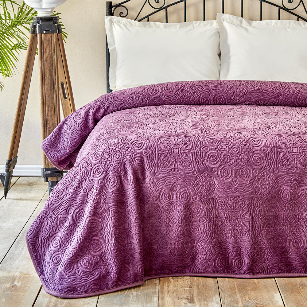 Karaca Home Scala Mürdüm Tek Kişilik Embosy Battaniye görseli 1