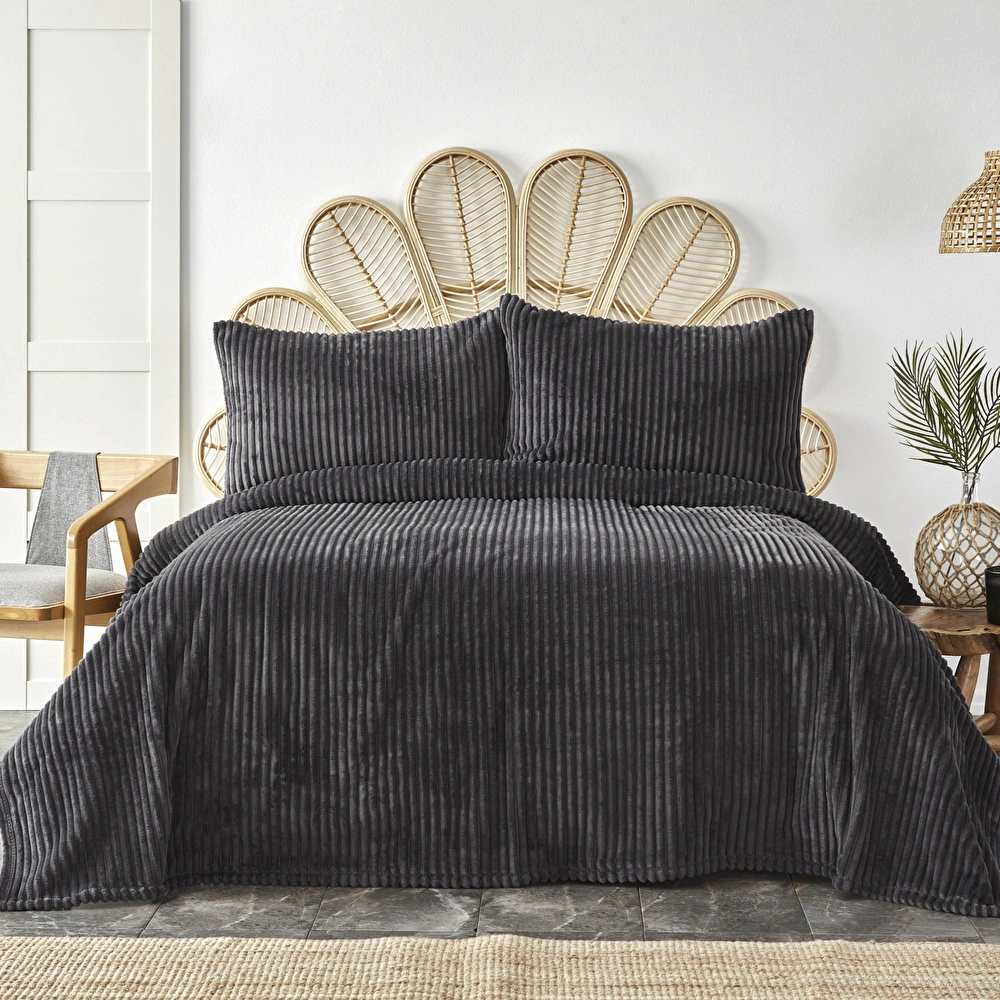 Karaca Home Joena Siyah Çift Kişilik Soft Yatak Örtüsü  görseli 1