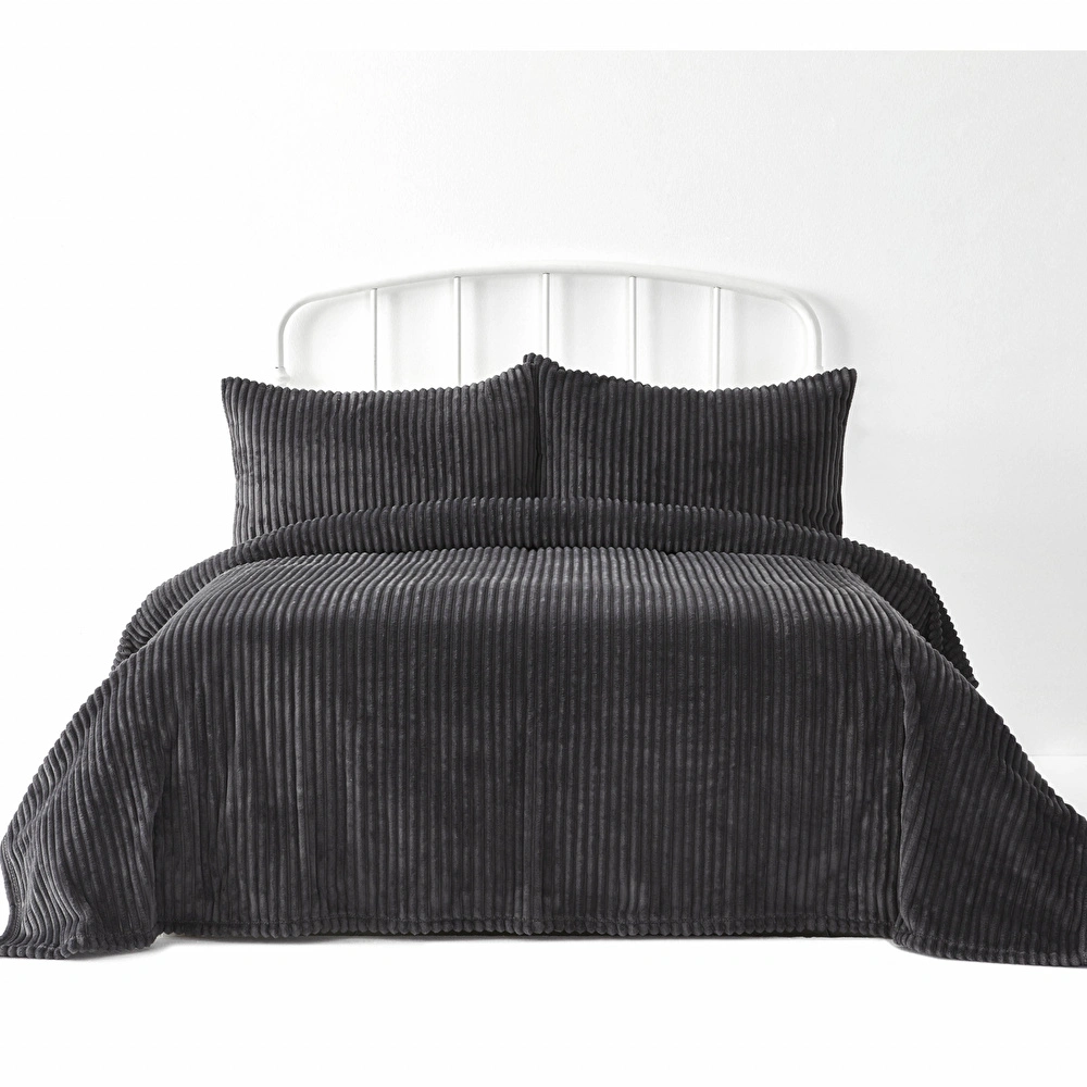 Karaca Home Joena Siyah Çift Kişilik Soft Yatak Örtüsü  görseli 3